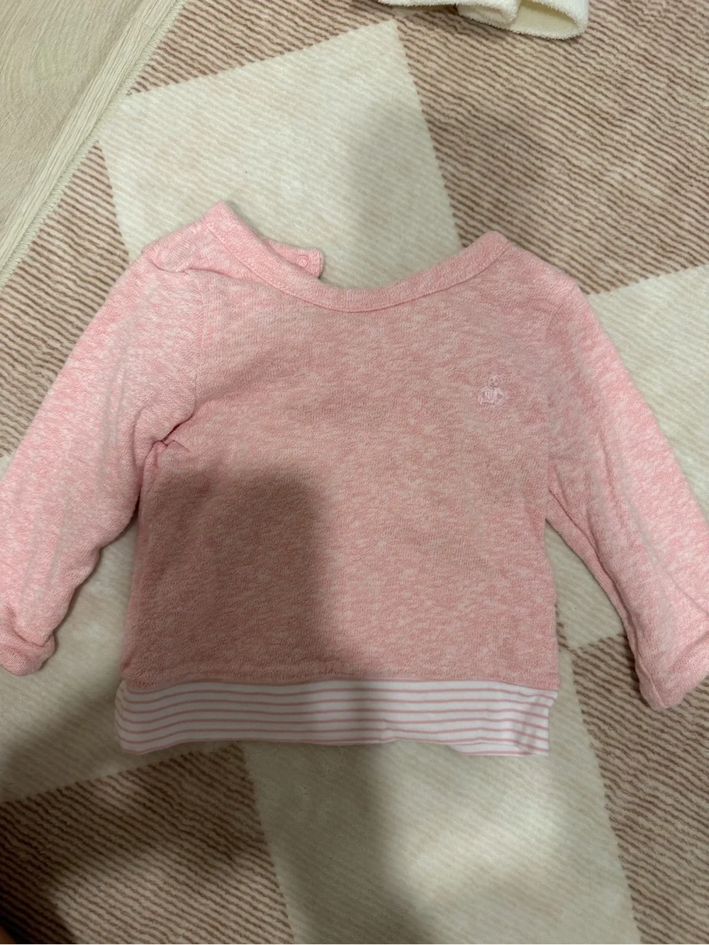 GAP Heathered Pink Girls' Long-Sleeve Top with Striped Hem